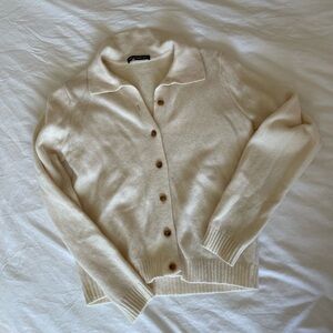Brandy Melville Cream Collared Wool Button Cardigan